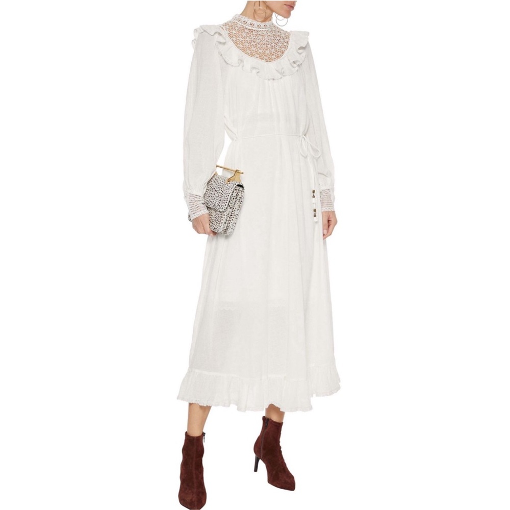 NWT ZIMMERMANN
Melody Crochet Ruffled Cotton Midi Dress sz 1